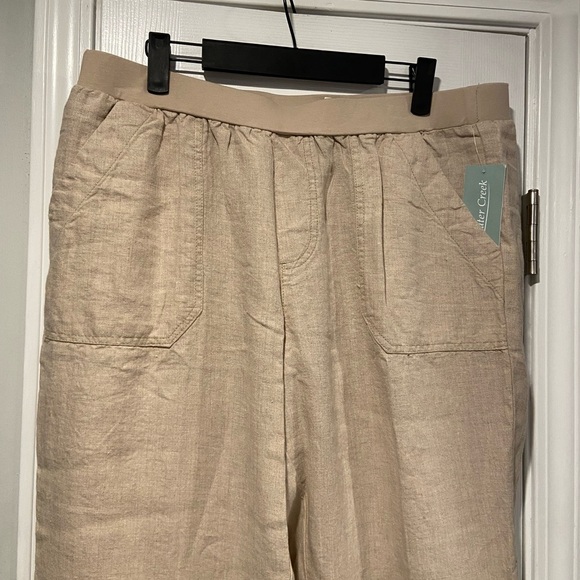 NWT Coldwater Creek Size 16P Flax 100% Linen Pull On Straight Leg Pants Beachy - Picture 4 of 13